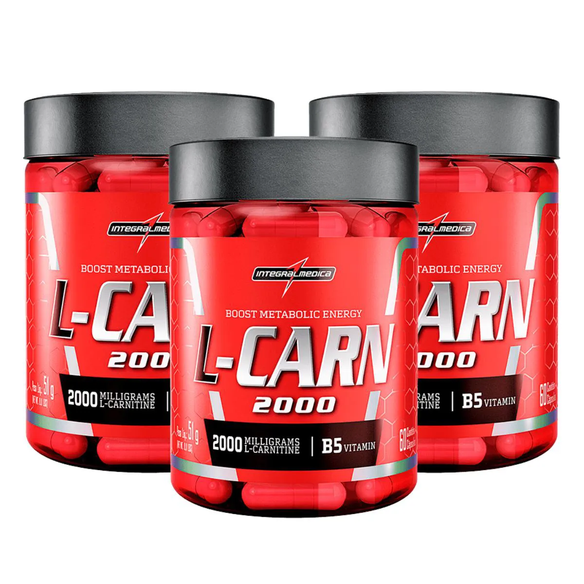 3X L-CARNITINA 2000MG INTEGRALMEDICA 60 CAPSULAS SEM Sabor