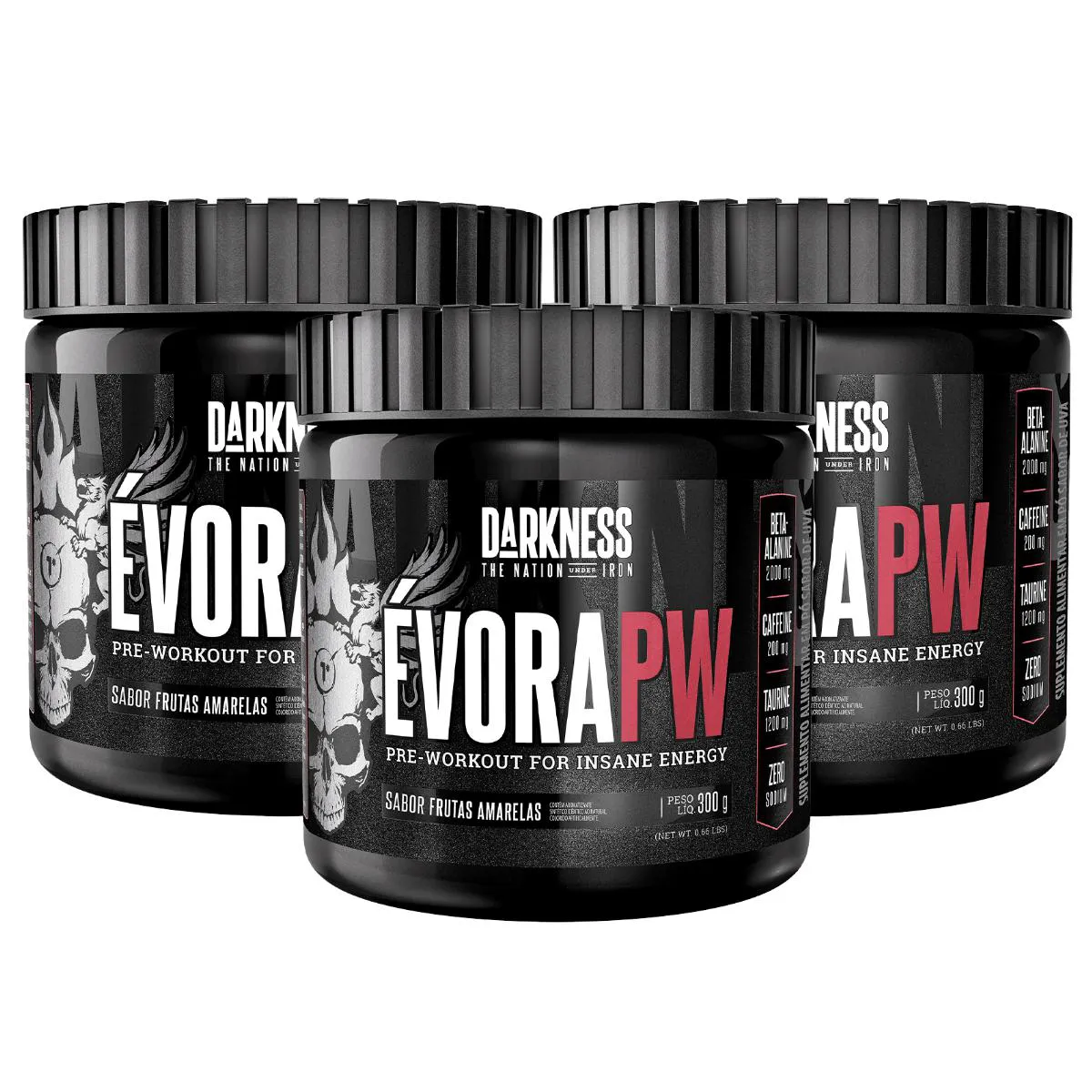 3X PRE TREINO EVORA PW DARKNESS FRUTAS AMARELAS 300G