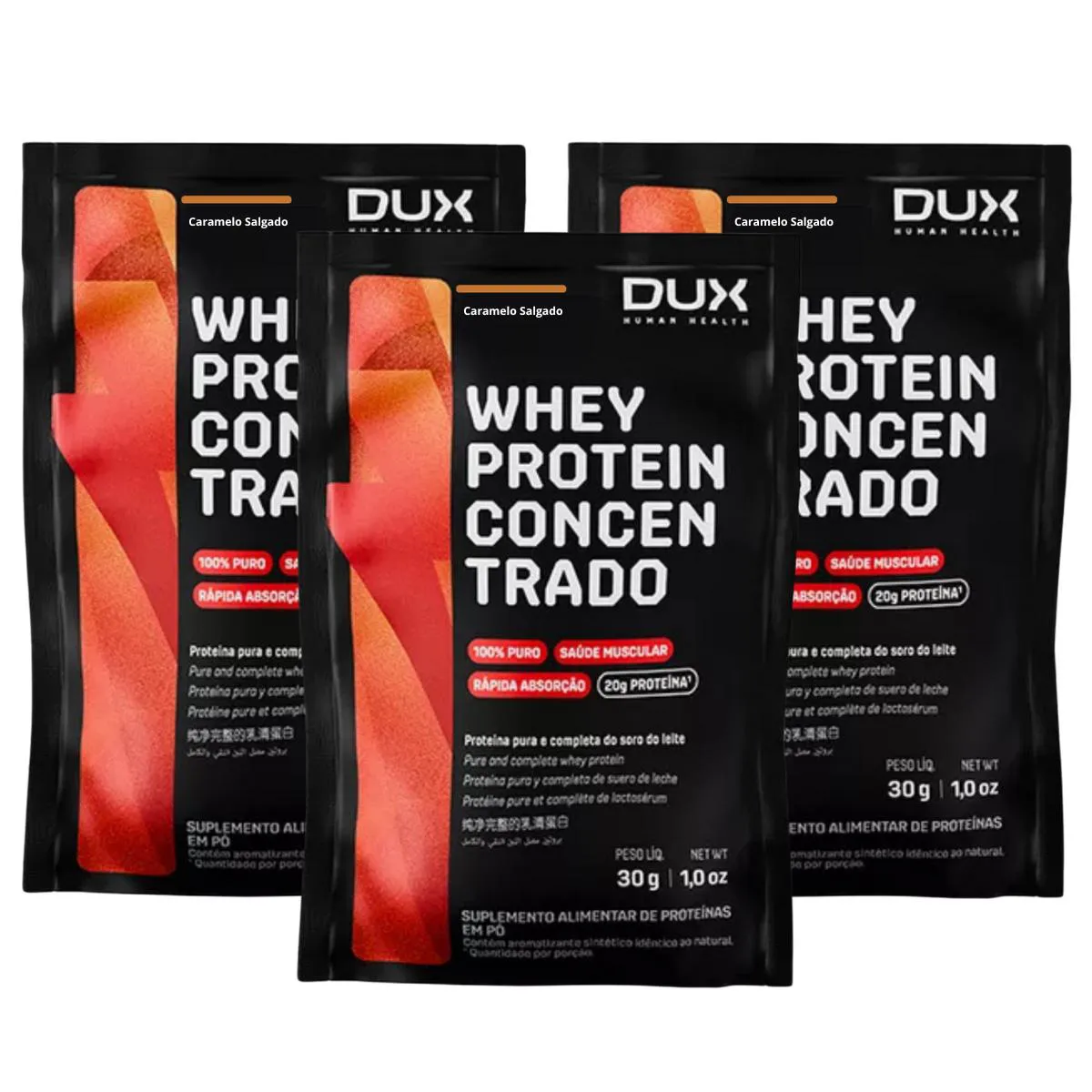 3X SACHE WHEY PROTEIN CONCENTRADO DUX CARAMELO SALGADO 30G