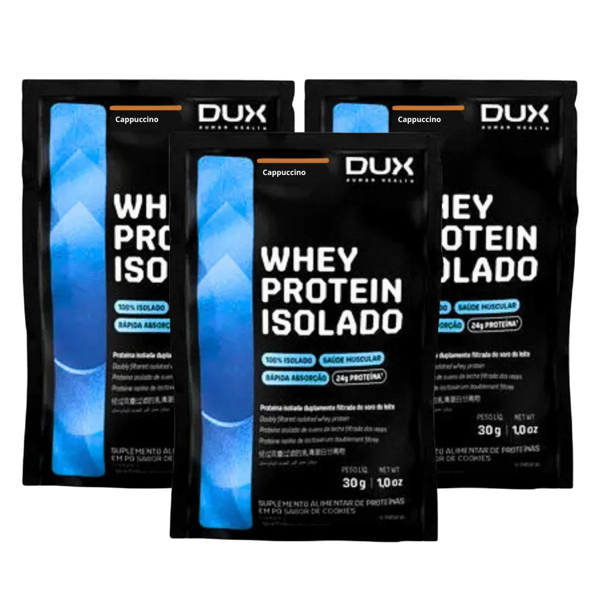 3X SACHE WHEY PROTEIN ISOLADO DUX CAPPUCCINO 30G
