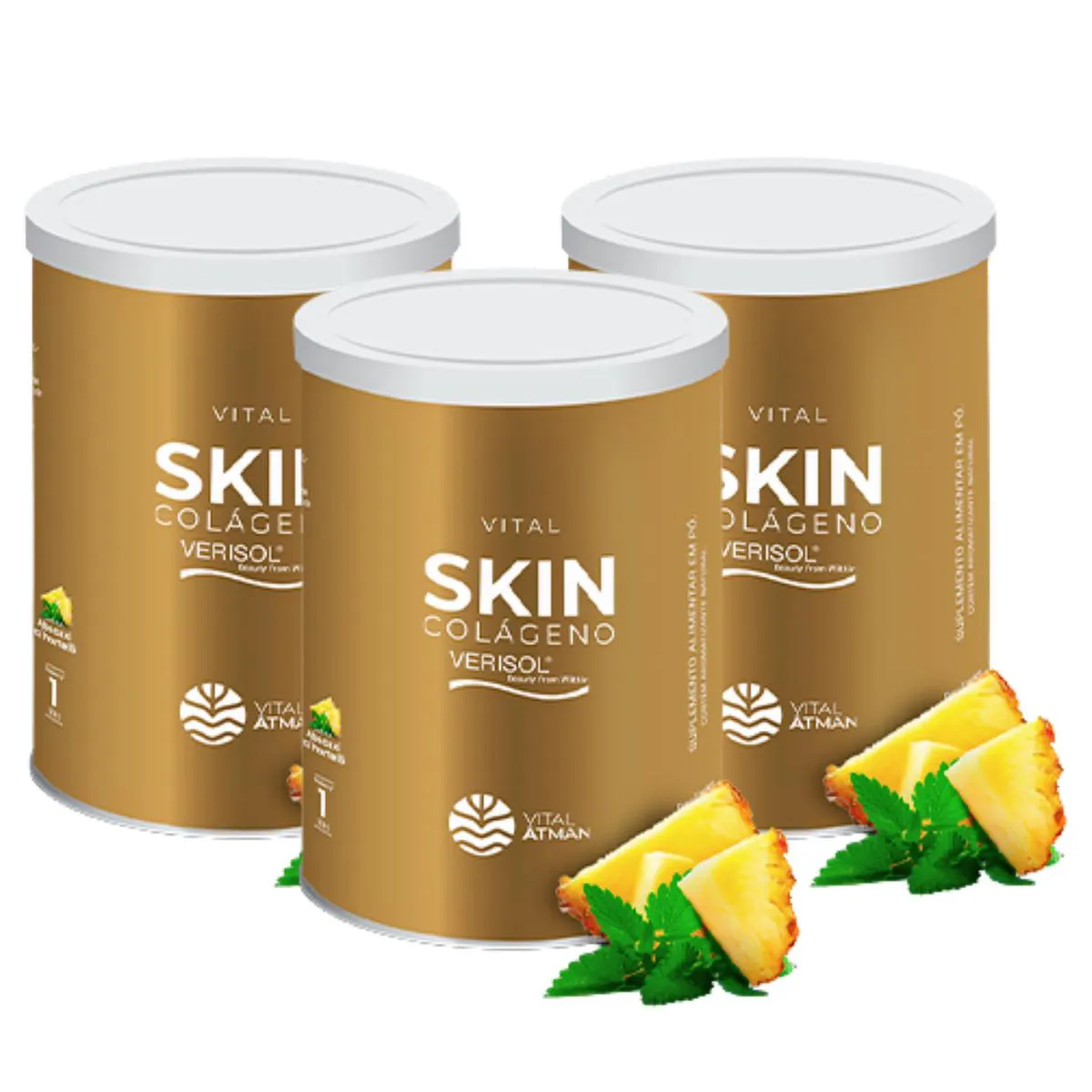 3X VITAL SKIN COLáGENO VERISOL VITAL ÂTMAN ABACAXI COM HORTELã 120G Abacaxi E Hortela