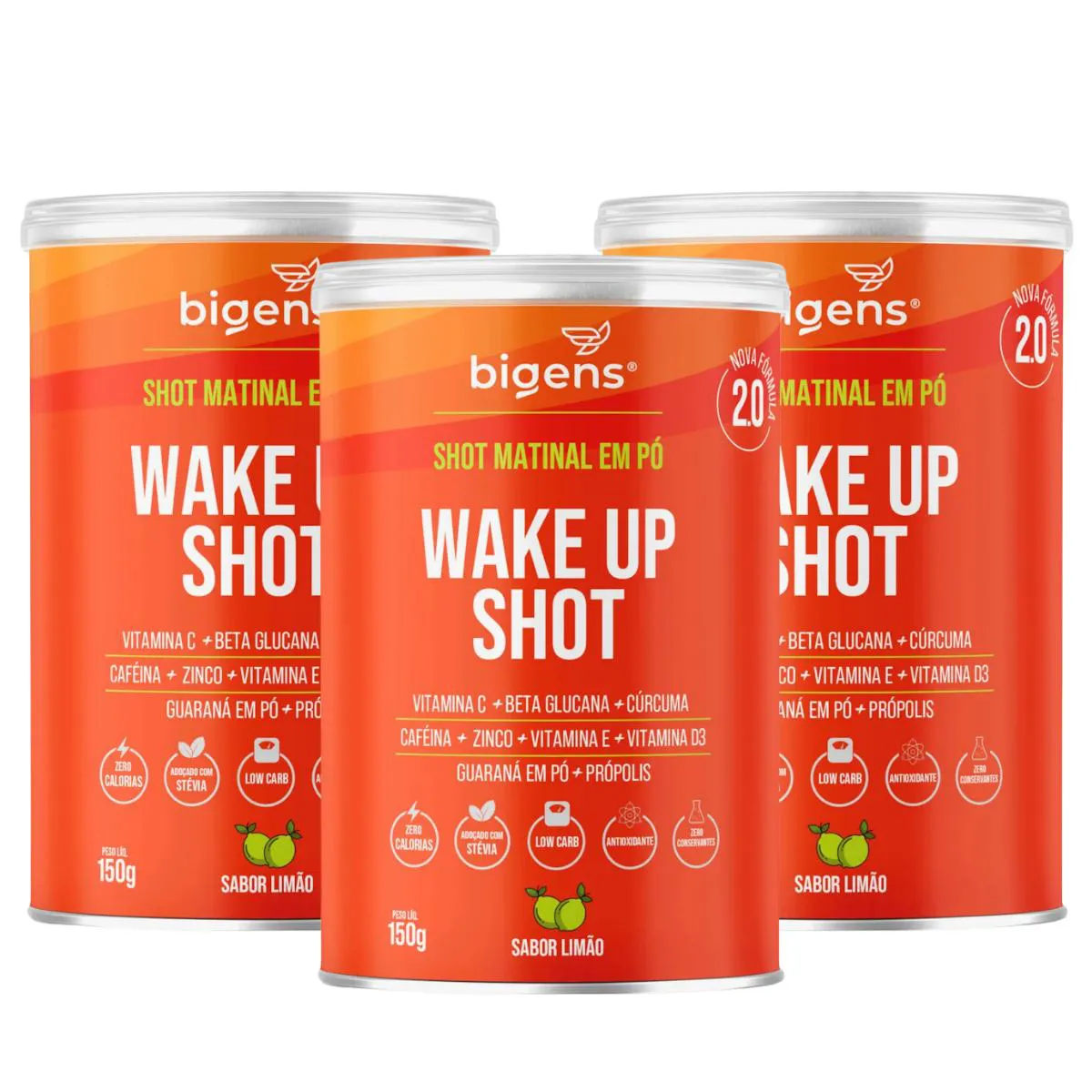 3X WAKE UP SHOT MATINAL BIGENS LIMãO 150G