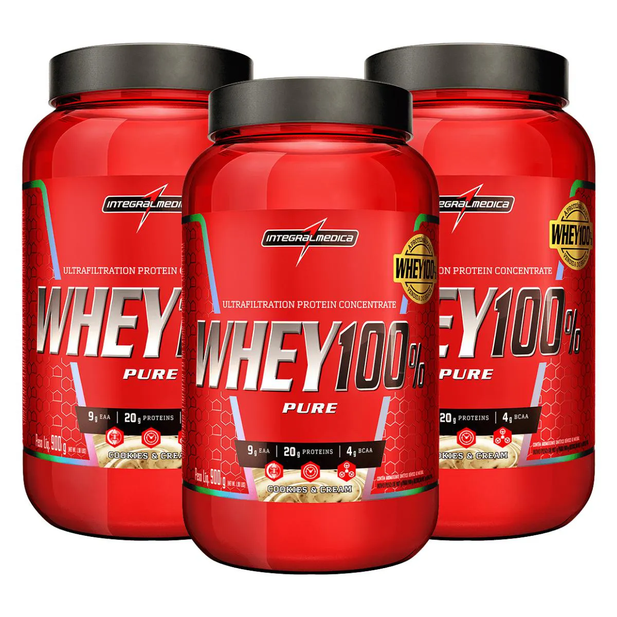3X WHEY PROTEIN CONCENTRADO INTEGRALMEDICA COOKIES AND CREAM 900G