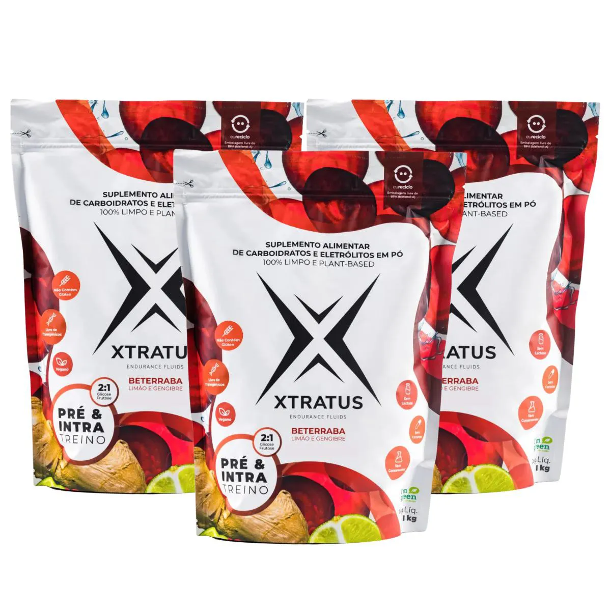 3X XTRATUS ENDURANCE INTRATREINO NITRATO800 LIMãO E GENGIBRE 1KG Beterraba Limão E Gengibre