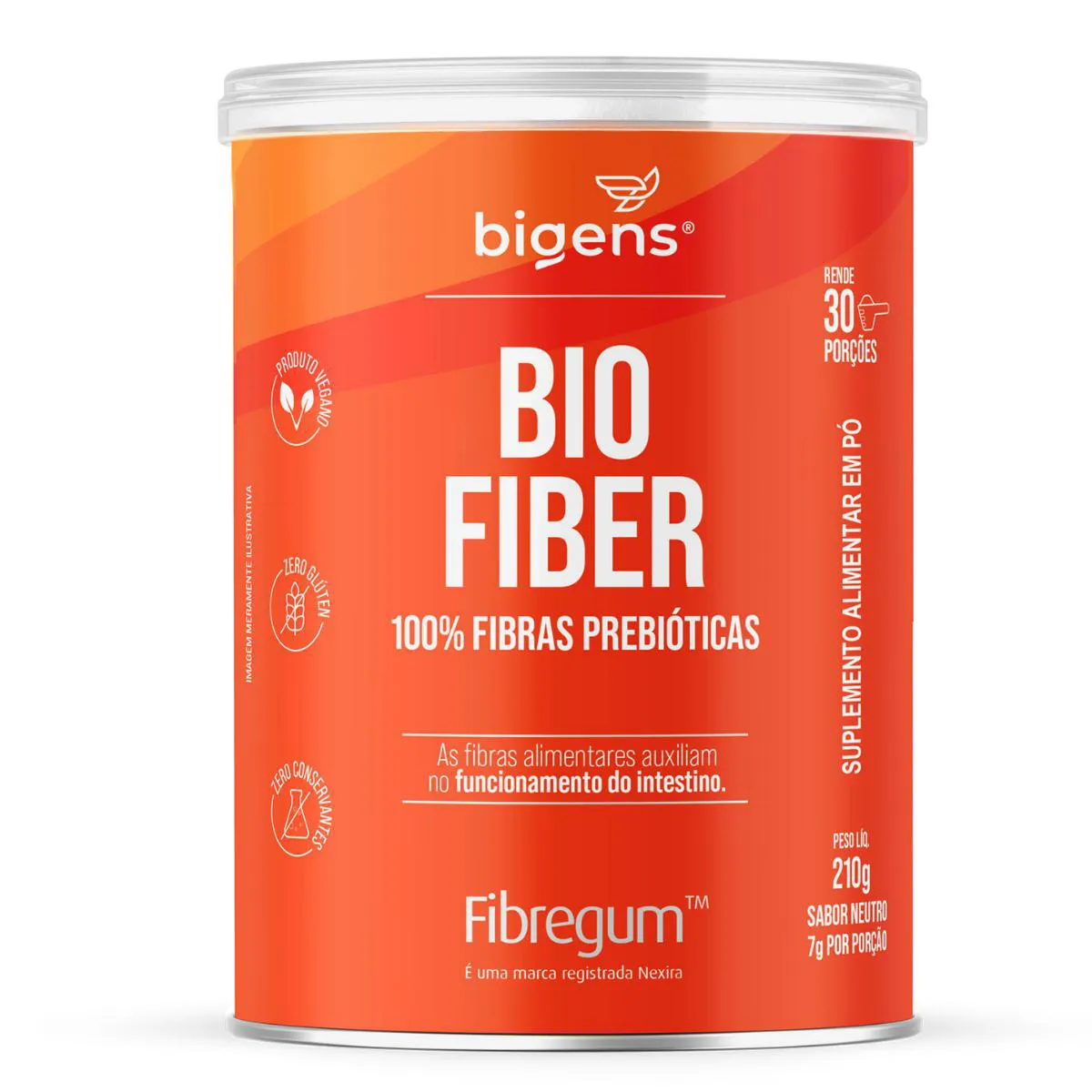BIO FIBER FIBRAS PROBIóTICAS FIBREGUM BIGENS NEUTRO 210G SEM Sabor