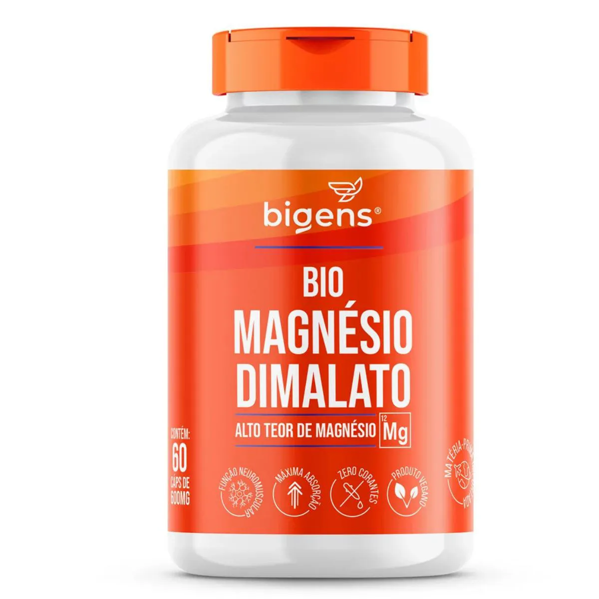 BIO MAGNESIO DIMALATO VEGANO BIGENS 60 CAPSULAS SEM Sabor