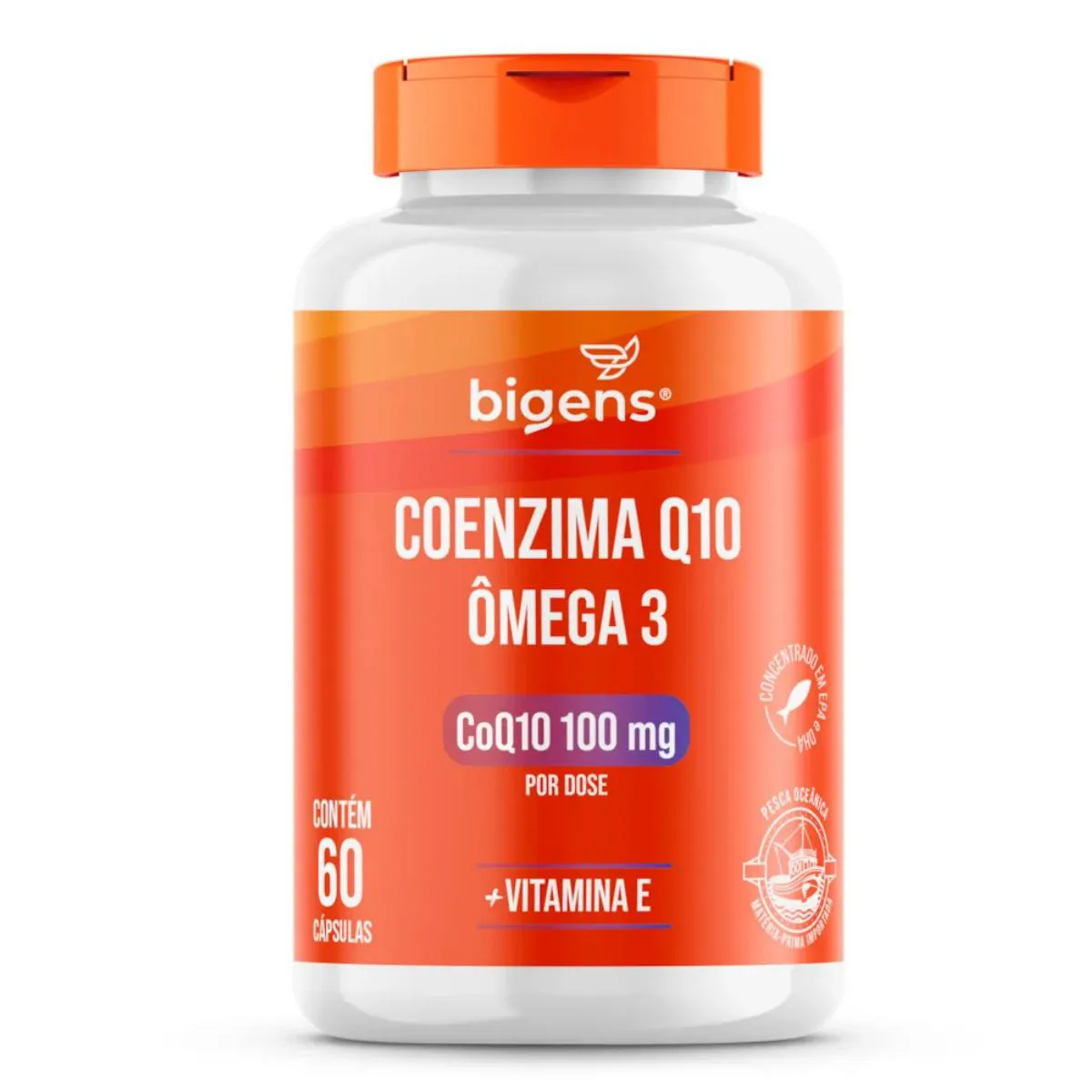 COENZIMA Q10 100MG + ÔMEGA 3 BIGENS 60 CAPSULAS SEM Sabor