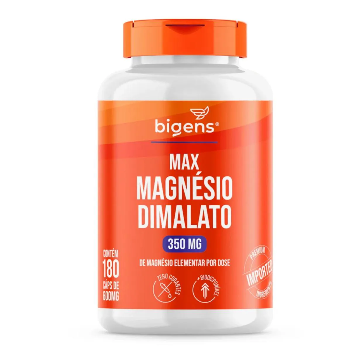 MAX MAGNéSIO DIMALATO 350MG BIGENS 180 CAPSULAS SEM Sabor