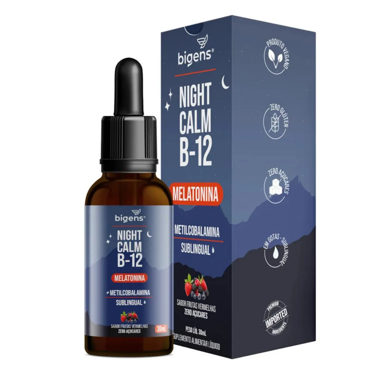 MELATONINA NIGHT CALM B12 BIGENS FRUTAS VERMELHAS 30ML