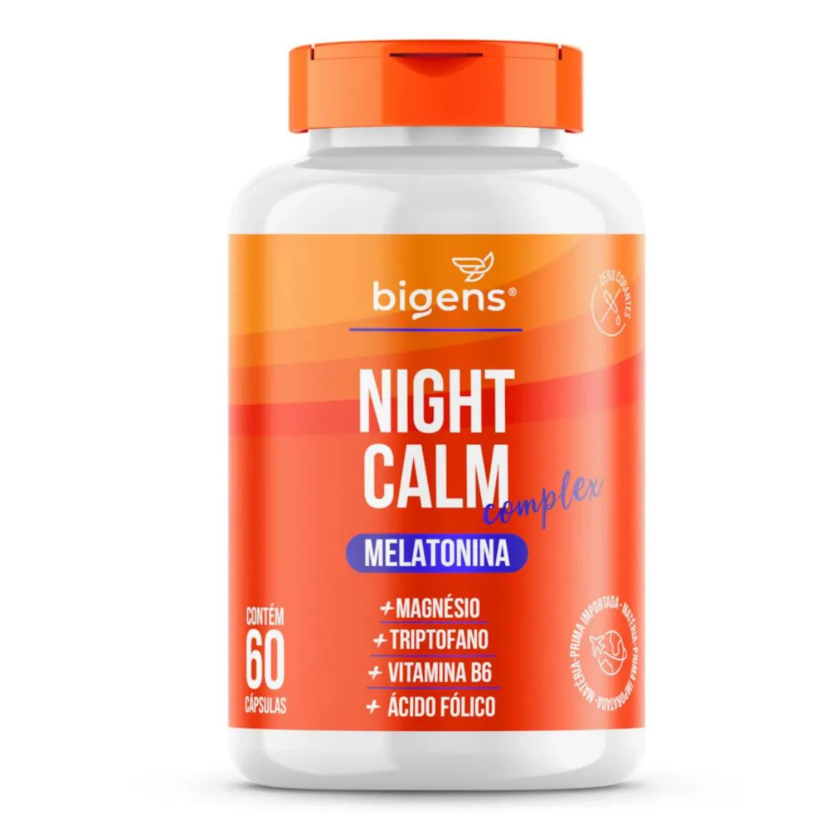 MELATONINA NIGHT CALM COMPLEX BIGENS 60 CAPSULAS SEM Sabor