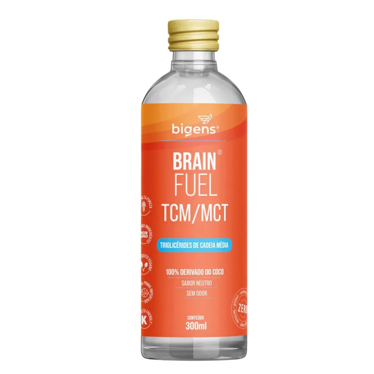 ÓLEO DE COCO BRAINFUEL TCM/MCT BIGENS 300ML SEM Sabor