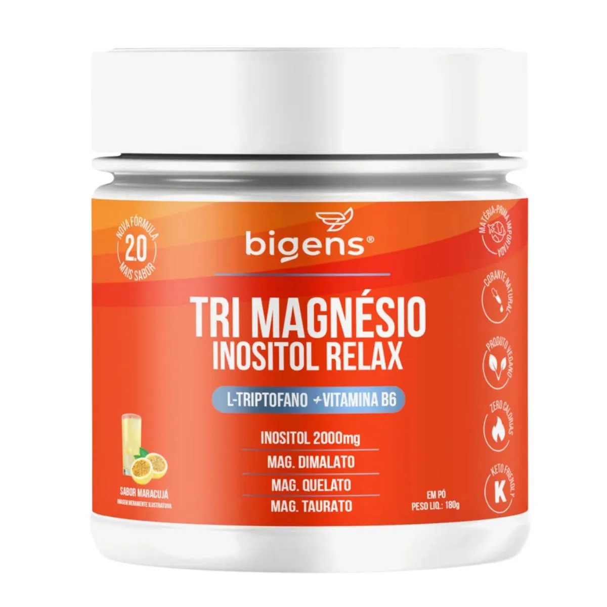 TRI MAGNéSIO INOSITOL RELAX BIGENS MARACUJá 180G Maracuja