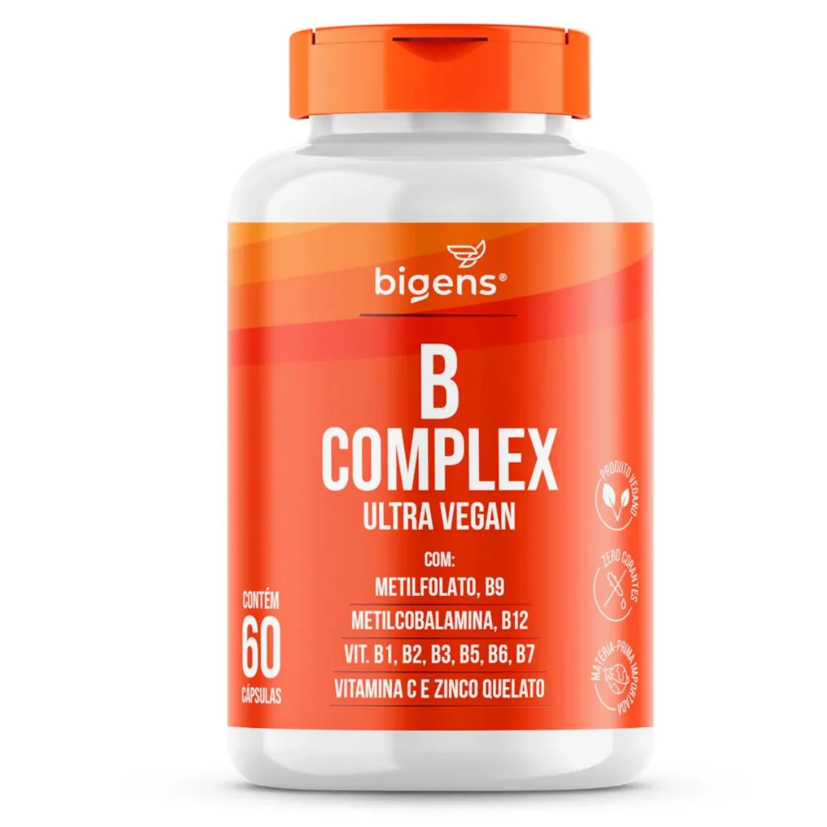 VITAMINA B COMPLEX ULTRA VEGAN BIGENS 60 CAPSULAS SEM Sabor