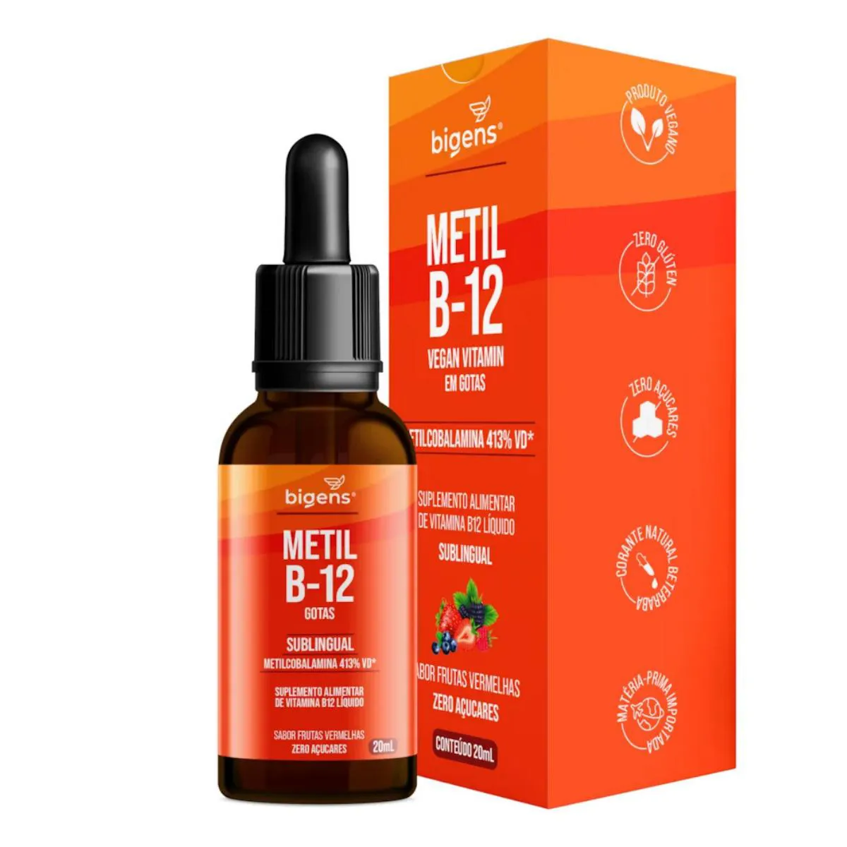 VITAMINA B12 METILCOBALANINA BIGENS FRUTAS VERMELHAS 20ML