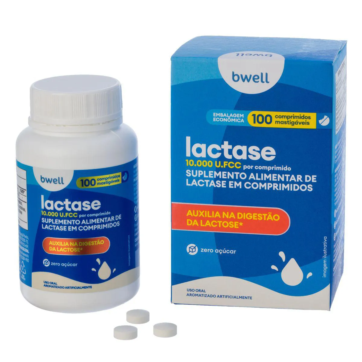 Lactase 10.000 FCC bwell 100 Comprimidos Mastigáveis