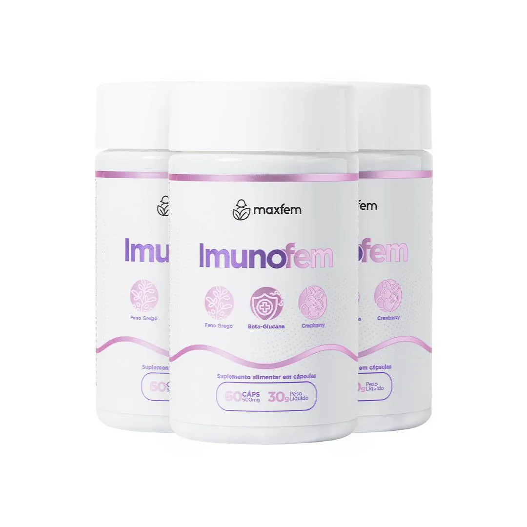 KIT  DE 3 IMUNOFEM - SUPLEMENTO NATURAL PARA SAúDE ÍNTIMA FEMININA - MAXFEM