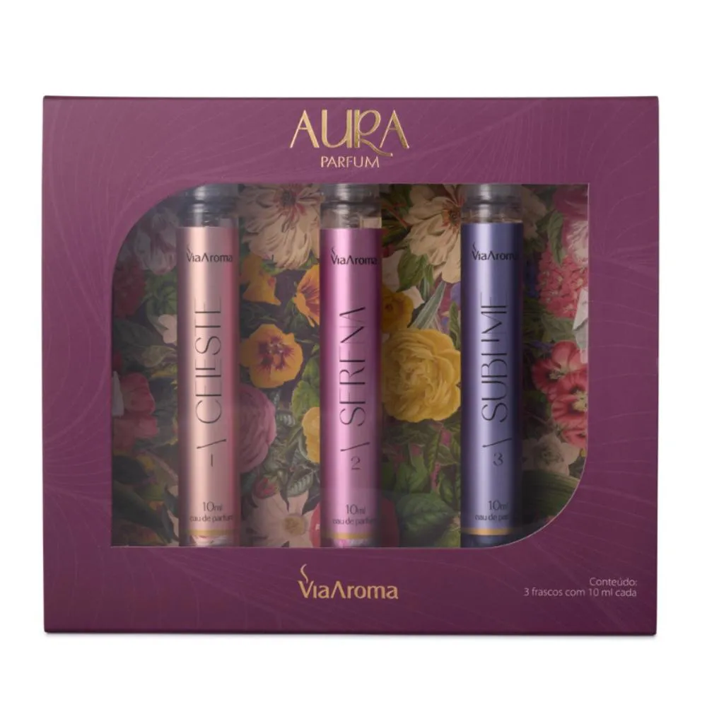 KIT AURA PARFUM VIA AROMA – PERFUMES DE BOLSA (3X10ML)