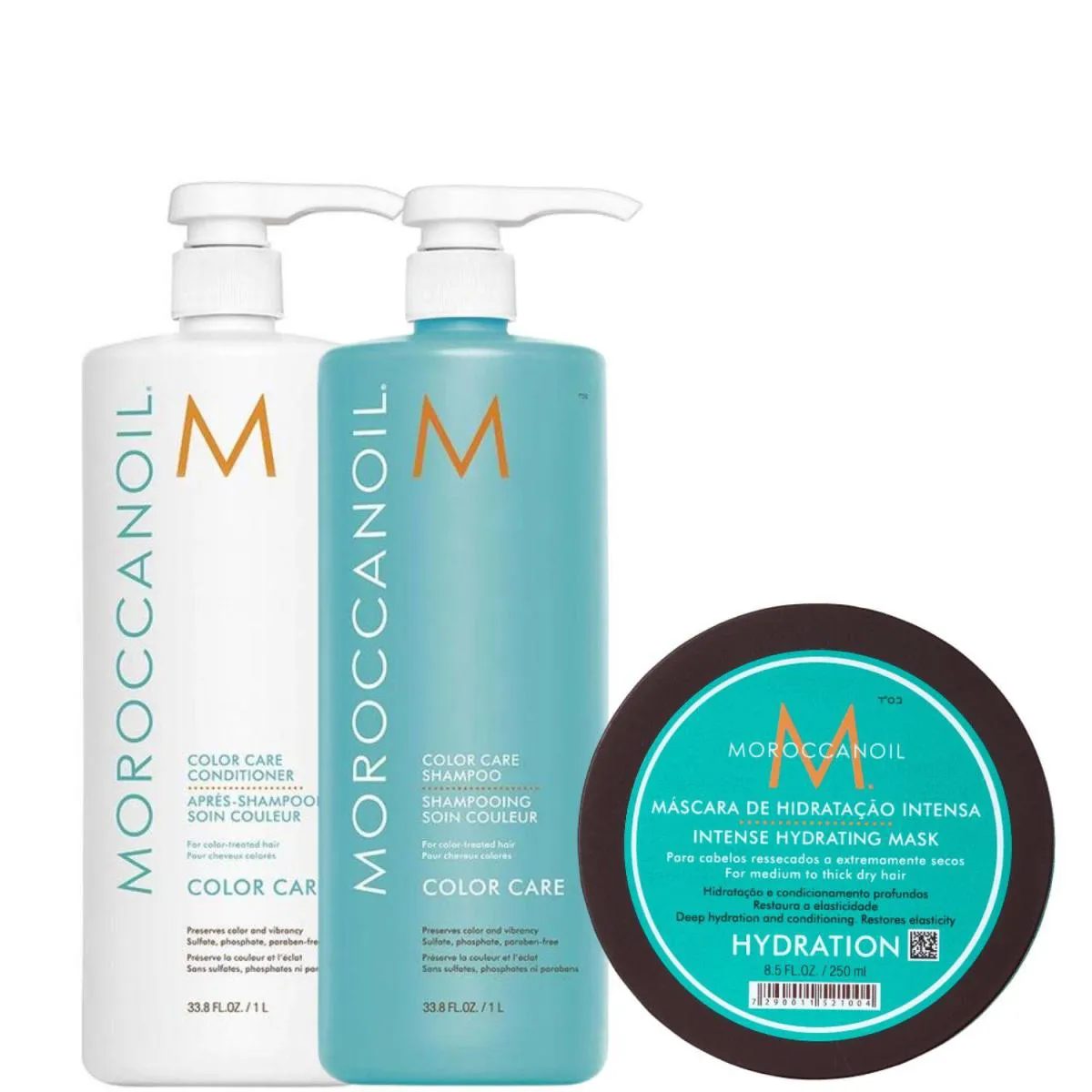 KIT MOROCCANOIL COLOR CARE + MáSCARA CAPILAR INTENSE HYDRATING-SH 1L+COND 1L+MáSCARA CAPILAR 250ML