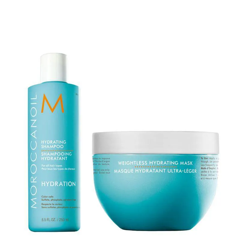 KIT MOROCCANOIL HYDRATION - SHAMPOO 250ML + MáSCARA CAPILAR SUAVE 250ML