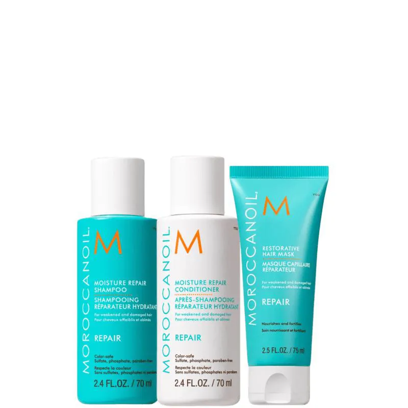 KIT MOROCCANOIL REPAIR - SHAMPOO 70ML + CONDICIONADOR 70ML + MáSCARA 75ML