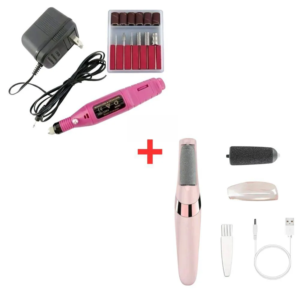 KIT LIXA DE UNHA ELETRICA PROFISSIONAL MOTOR BIVOLT E REMOVEDOR DE CALOS PORTáTIL ESFOLIADOR PARA OS PéS USB