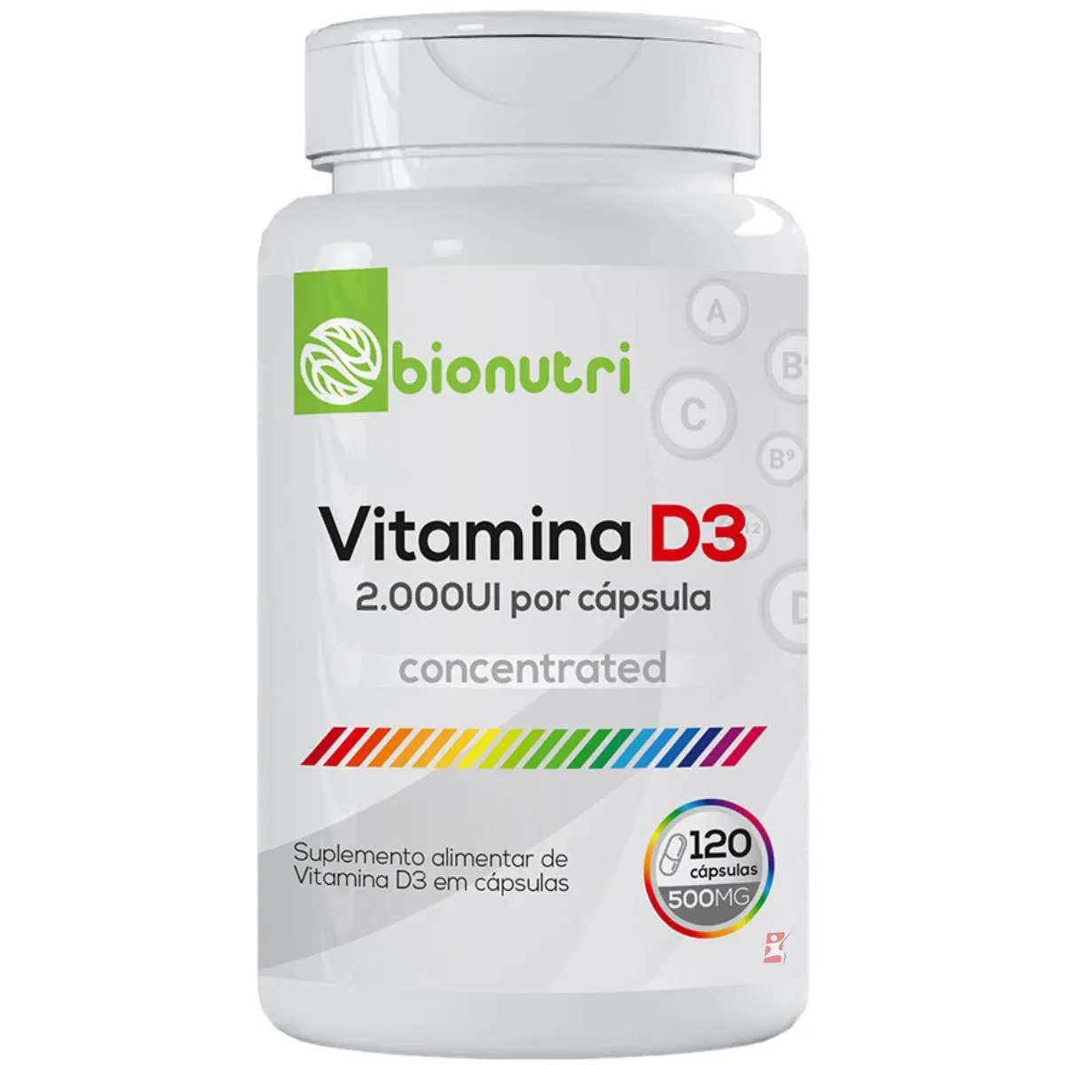 VITAMINA D3 2000UI CONCENTRADA 120 CÁPSULAS - BIONUTRI