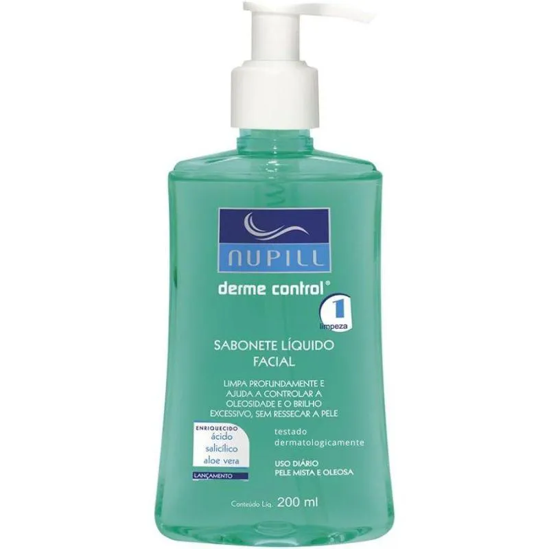 SABONETE LíQUIDO FACIAL DERME CONTROL 200ML - NUPILL