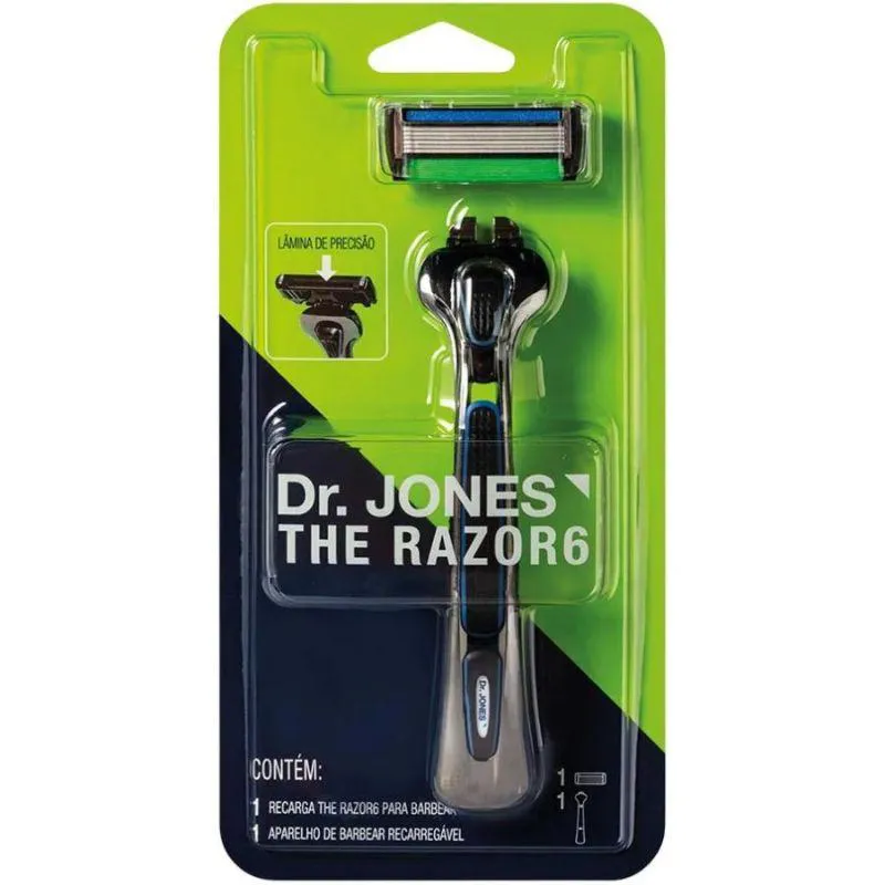 APARELHO DE BARBEAR RECARREGáVEL THE RAZOR 6 + 1 RECARGA - DR. JONES