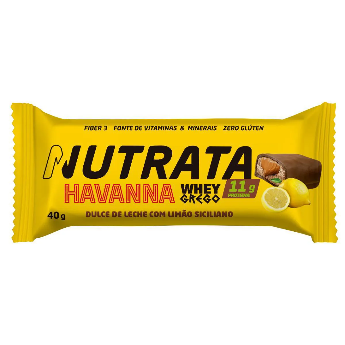 Barra de Proteína Whey Grego Nutrata Doce de Leite Havanna & Limão Siciliano 40g