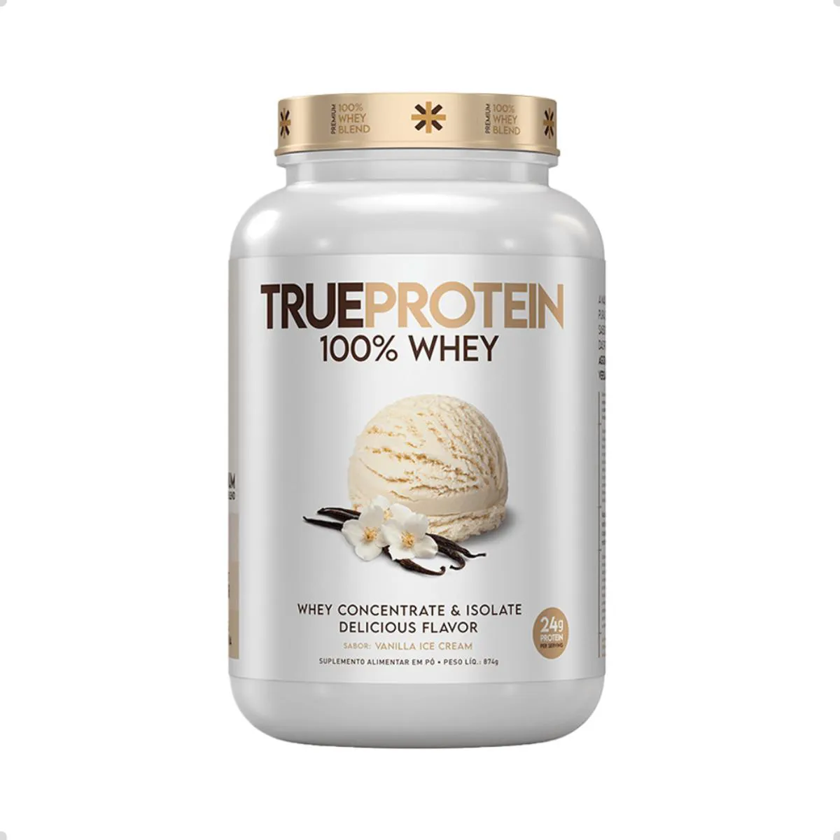 100% WHEY BLEND PREMIUM CONCENTRATE ISOLATE 874G TRUE SOURCE Baunilha