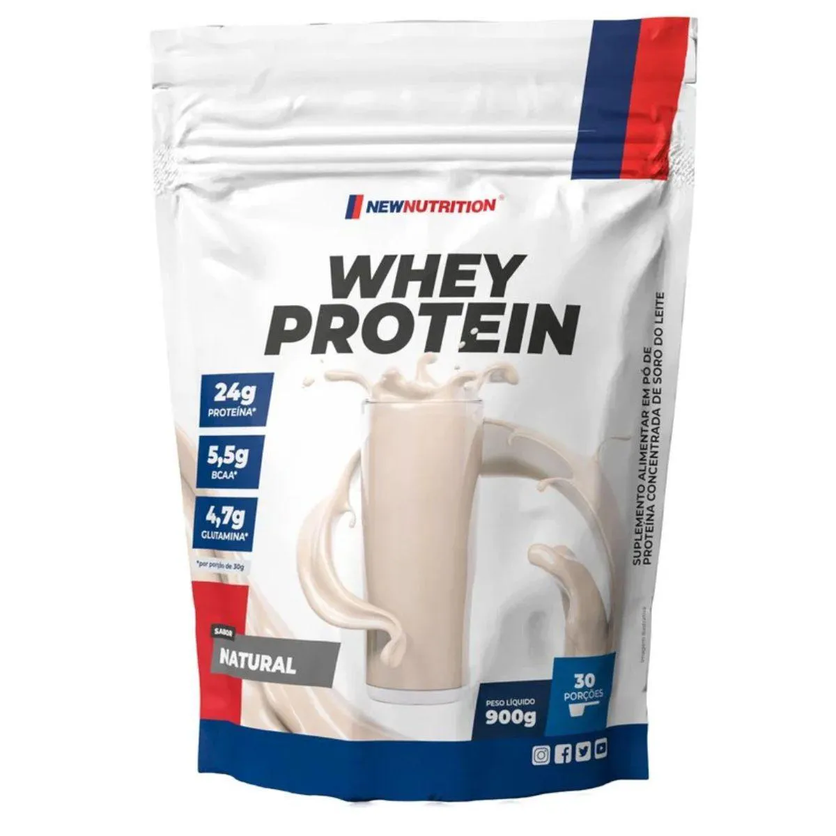 100% WHEY PROTEIN 900G NEW NUTRITION Natural
