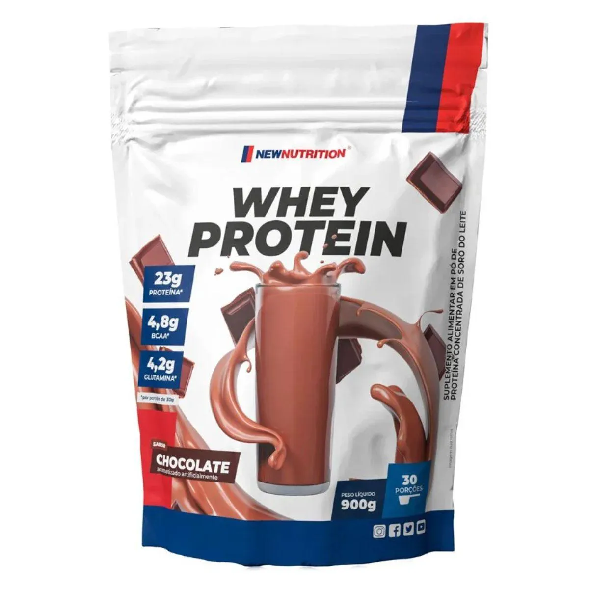 100% WHEY PROTEIN 900G NEW NUTRITION Chocolate