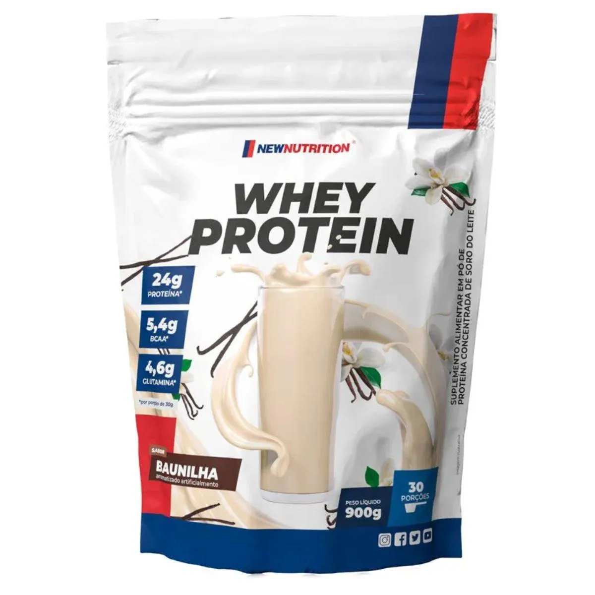 100% WHEY PROTEIN 900G NEW NUTRITION Mousse DE Maracujá