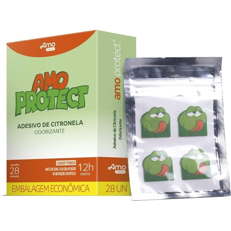 REPELENTE ADESIVO INFANTIL NATURAL AMO PROTECT COM 28 UNIDADES