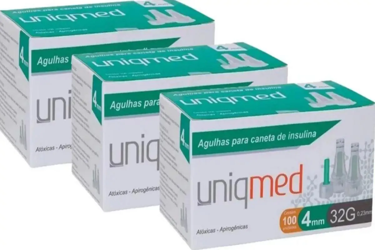 KIT AGULHA PARA CANETA DE INSULINA 4MM X 32G  300 UN UNIQMED