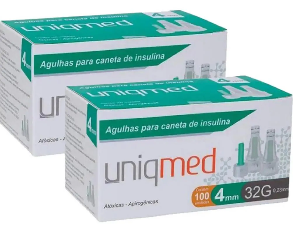 KIT AGULHA PARA CANETA DE INSULINA 4MM X 32G 200 UN UNIQMED