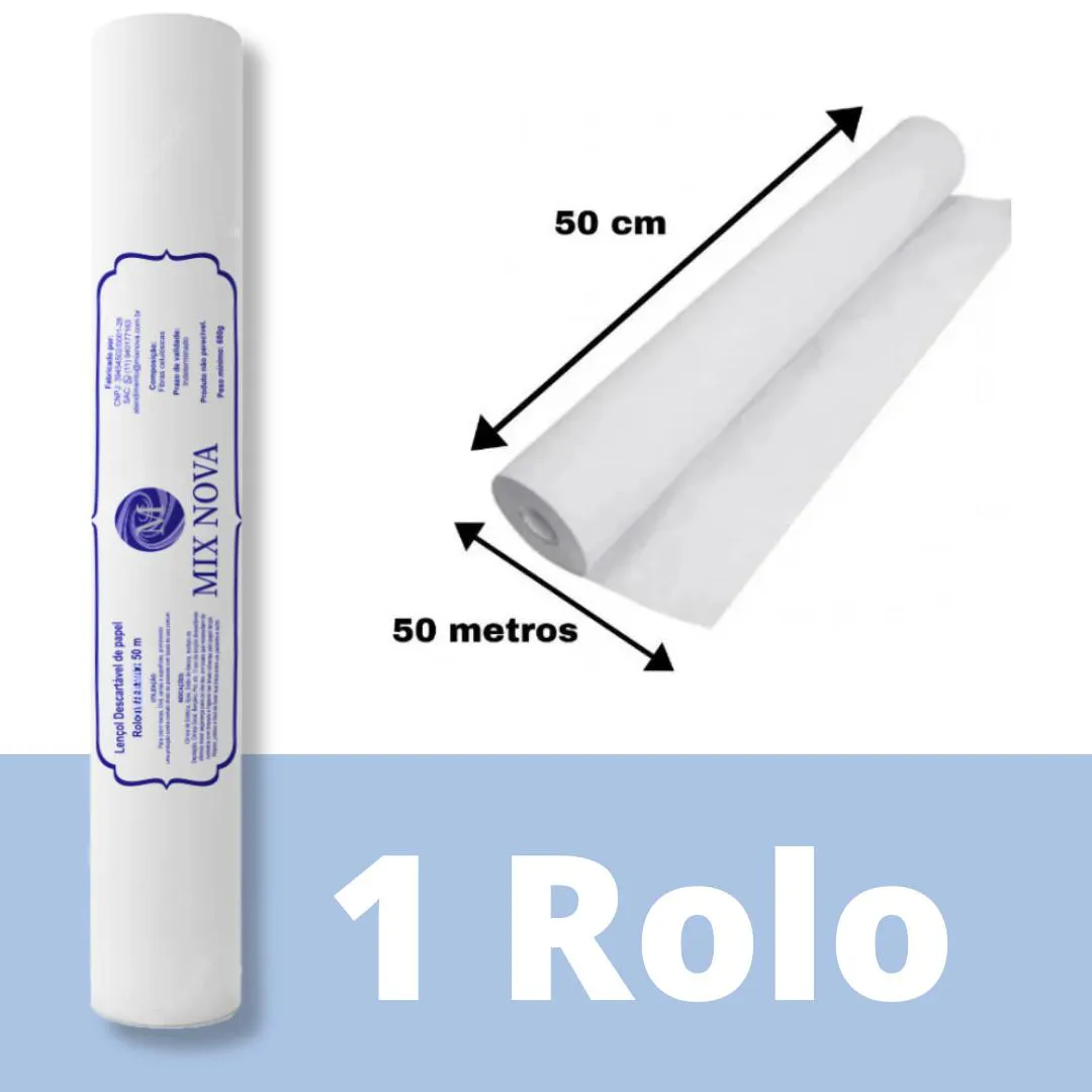 LENçOL DESCARTáVEL PAPEL HOSPITALAR MACA 50X50MT 01 ROLO MIX NOVA