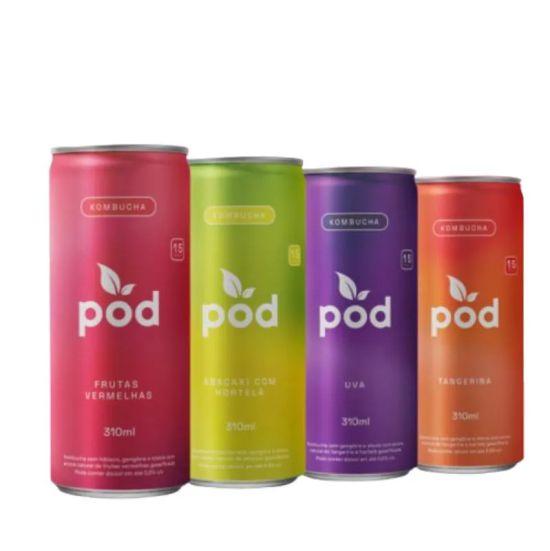KIT 12 KOMBUCHAS POD SEM AçúCAR MISTO 310ML