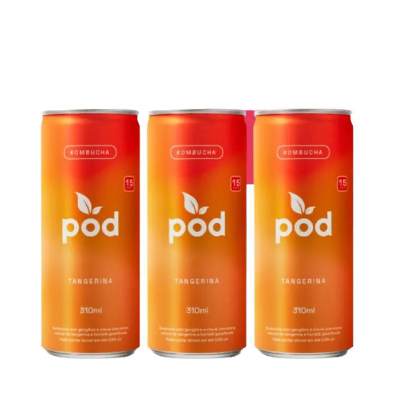 KIT 12 KOMBUCHAS POD SEM AçúCAR TANGERINA 310ML
