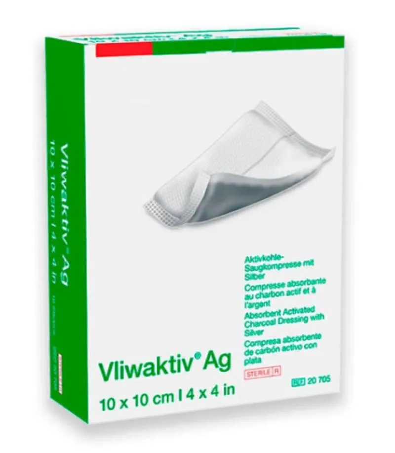 CURATIVO DE CARVãO ATIVADO COM PRATA VLIWAKTIV AG ACT CHARCOAL DRESS W SILVER ESTéRIL 10X10CM (1UN) - LOHMANN &AMP; RAUSCHER