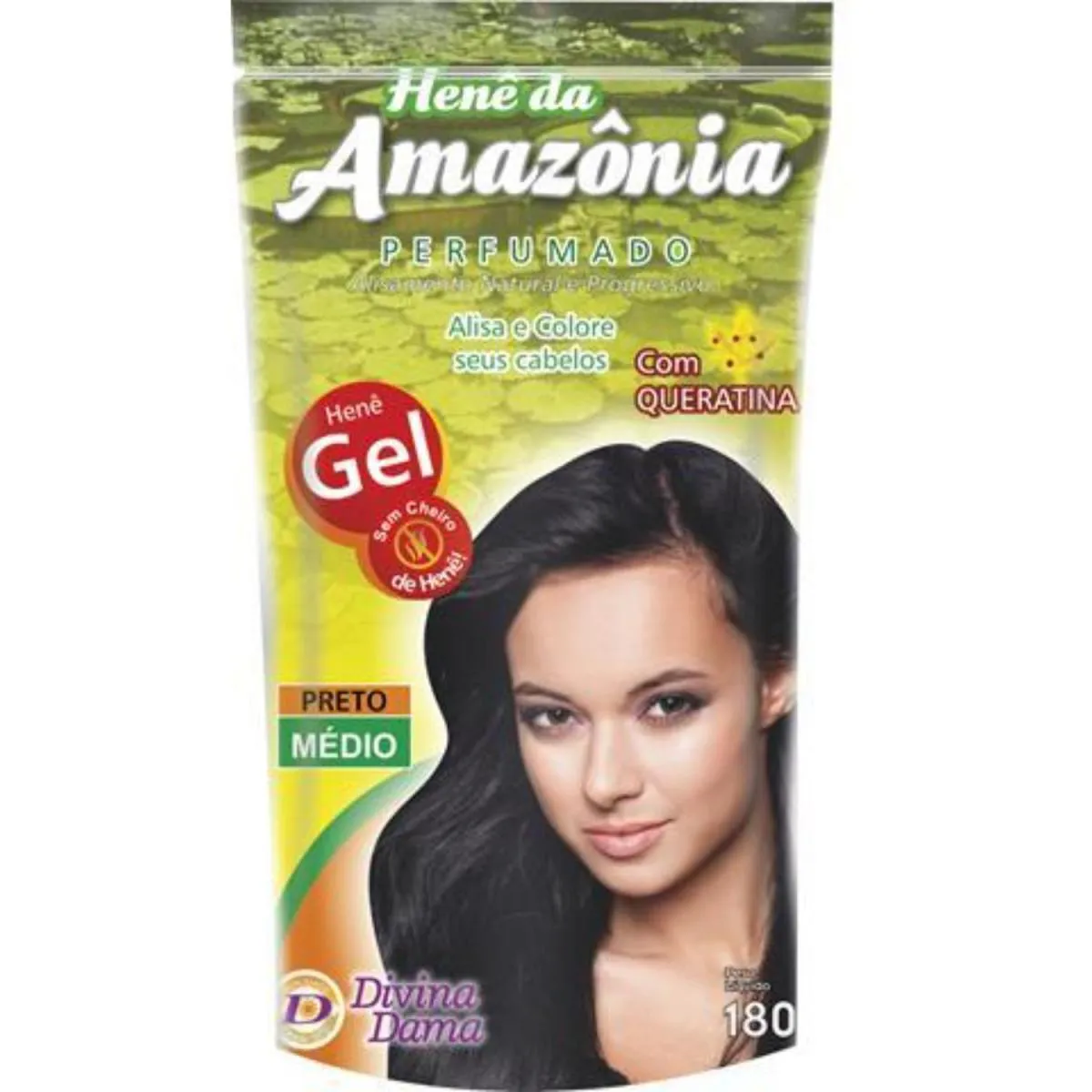 DIVINA DAMA AMAZÔNIA HENÊ GEL POUCHE PRETO MÉDIO 180GR