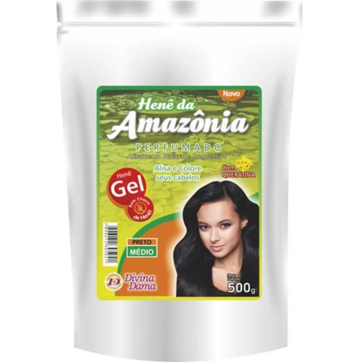 DIVINA DAMA AMAZÔNIA HENÊ GEL POUCHE PRETO MÉDIO 500GR
