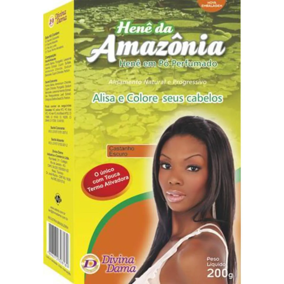DIVINA DAMA HENÊ AMAZÔNIA PÓ CASTANHO ESCURO 200GR