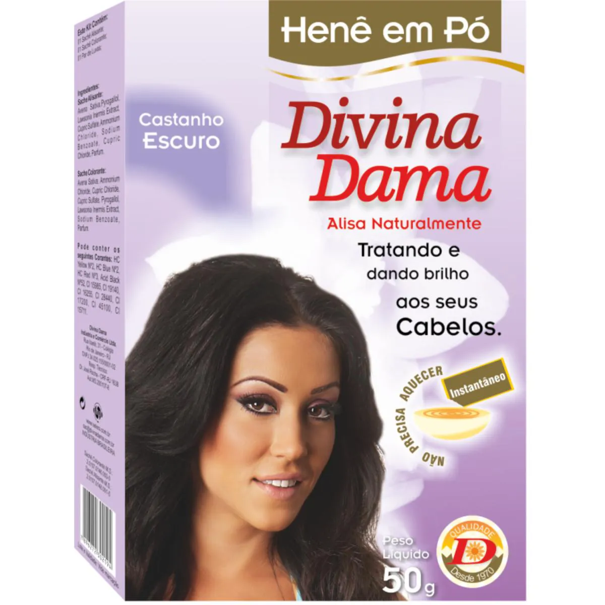 DIVINA DAMA HENE EM PÓ CASTANHO ESCURO 50GR