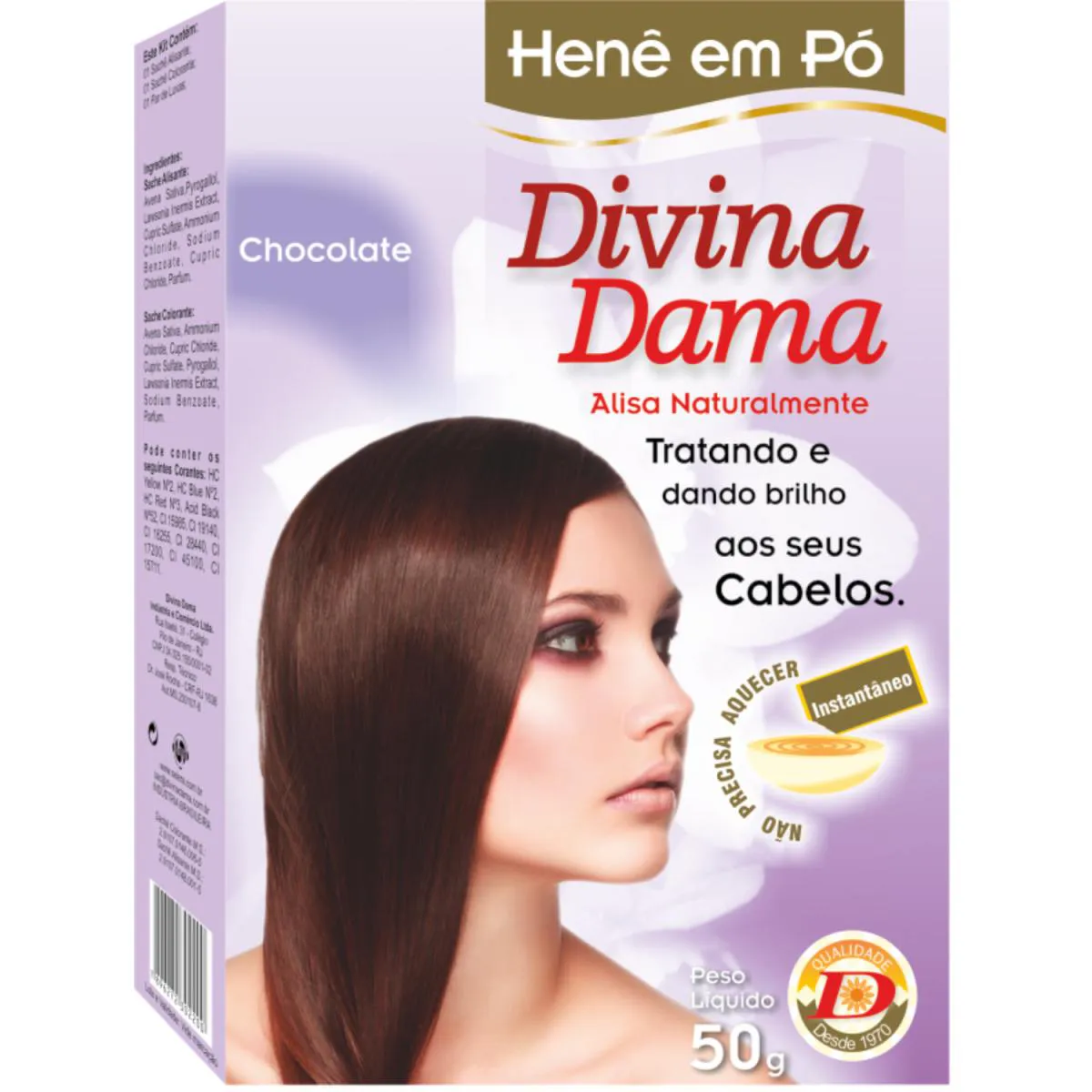 DIVINA DAMA HENE EM PÓ CHOCOLATE 50GR