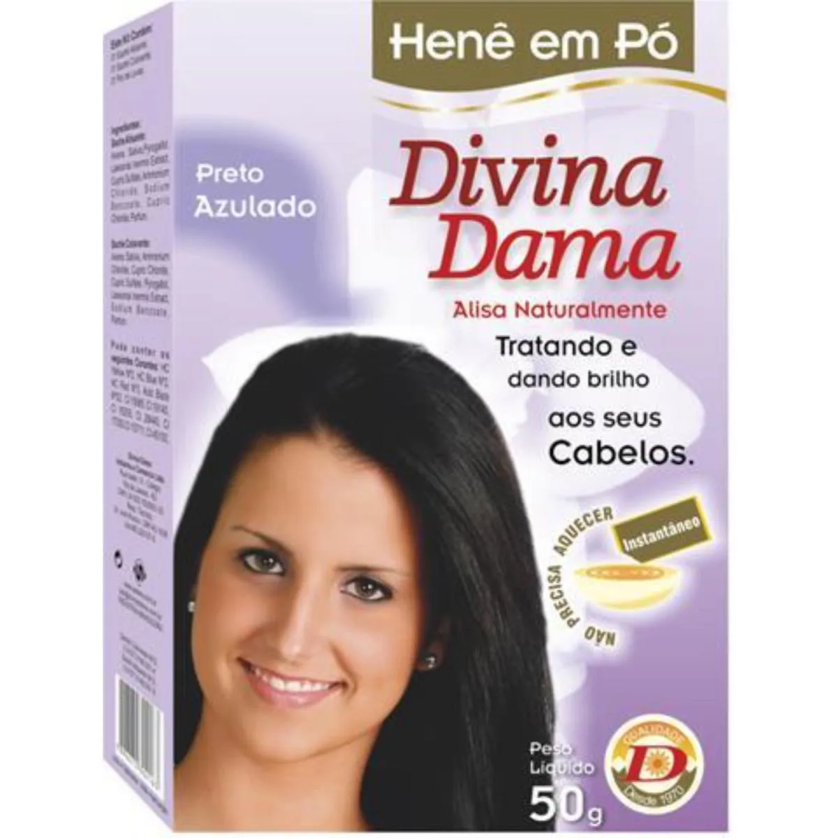 DIVINA DAMA HENÊ EM PÓ PRETO AZULADO 50GR