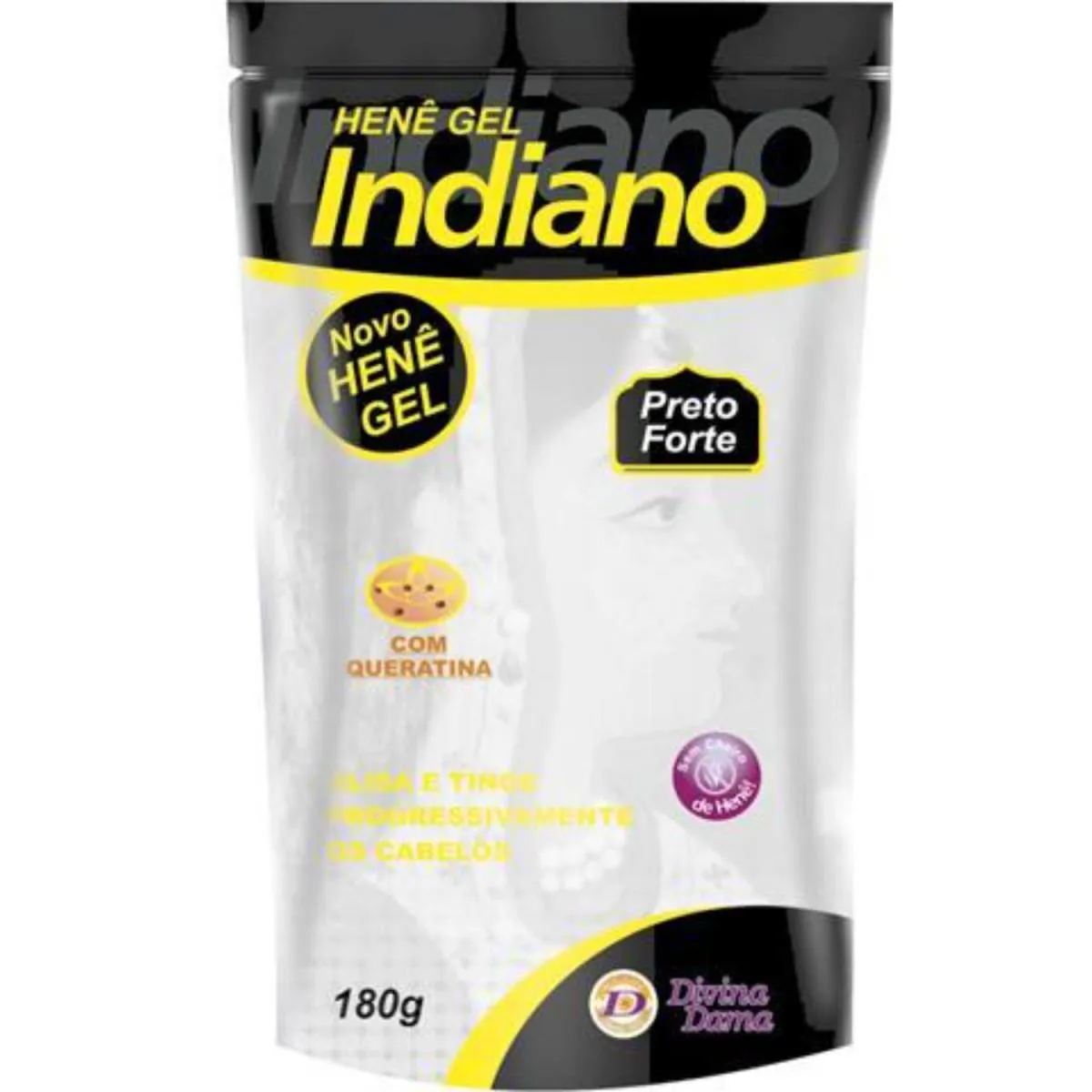 DIVINA DAMA INDIANO HENÊ GEL  PRETO FORTE 180GR