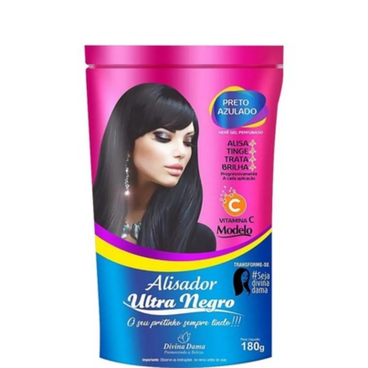DIVINA DAMA MODELO GEL ALISADOR ULTRA NEGRO PRETO AZULADO 180 GR