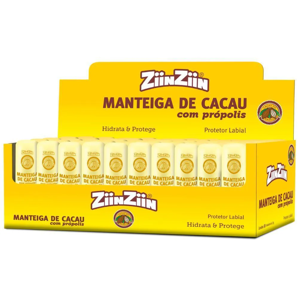 ZIINZIIN MANTEIGA DE CACAU COM PRÓPOLIS 50 UNDS