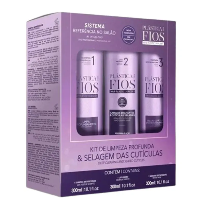 CADIVEU ESSENTIALS PLASTICA DOS FIOS KIT CAIXA SH 300ML + SELAGEM 300ML + MASC 300ML
